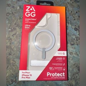 ZAGG Crystal Palace Ultra Slim iPhone 15 Pro Max Case with Kickstand